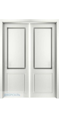 Двустворчатая дверь Каролина эмаль белая (RAL 9003) ПО